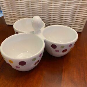 Pampered Chef Simple Additions Dots Bowl Trio #2078 3 Sectional Serving Dish